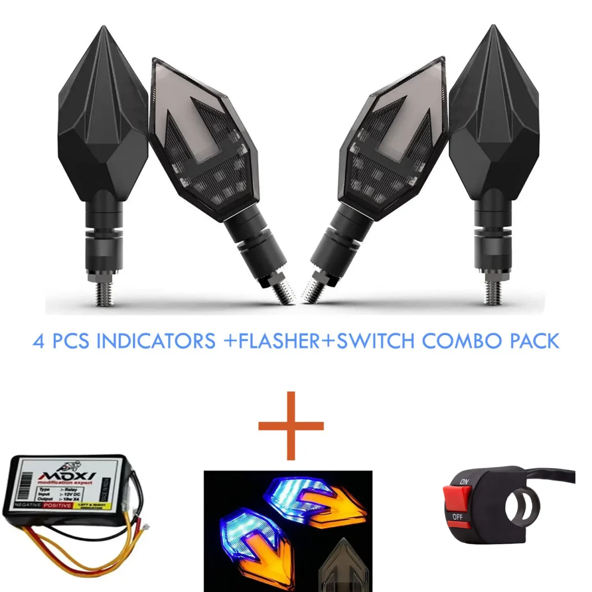 LED Bike Indicator Combo Pack of 4 with Multi-Mode Flasher & Handlebar Control Switch – Compatible with All Bikes - Image 9