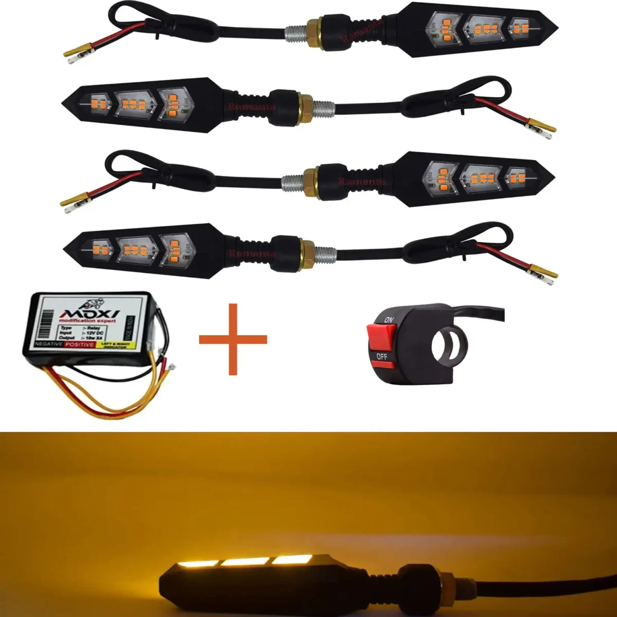 LED Bike Indicator Combo Pack of 4 with Multi-Mode Flasher & Handlebar Control Switch – Compatible with All Bikes - Image 7