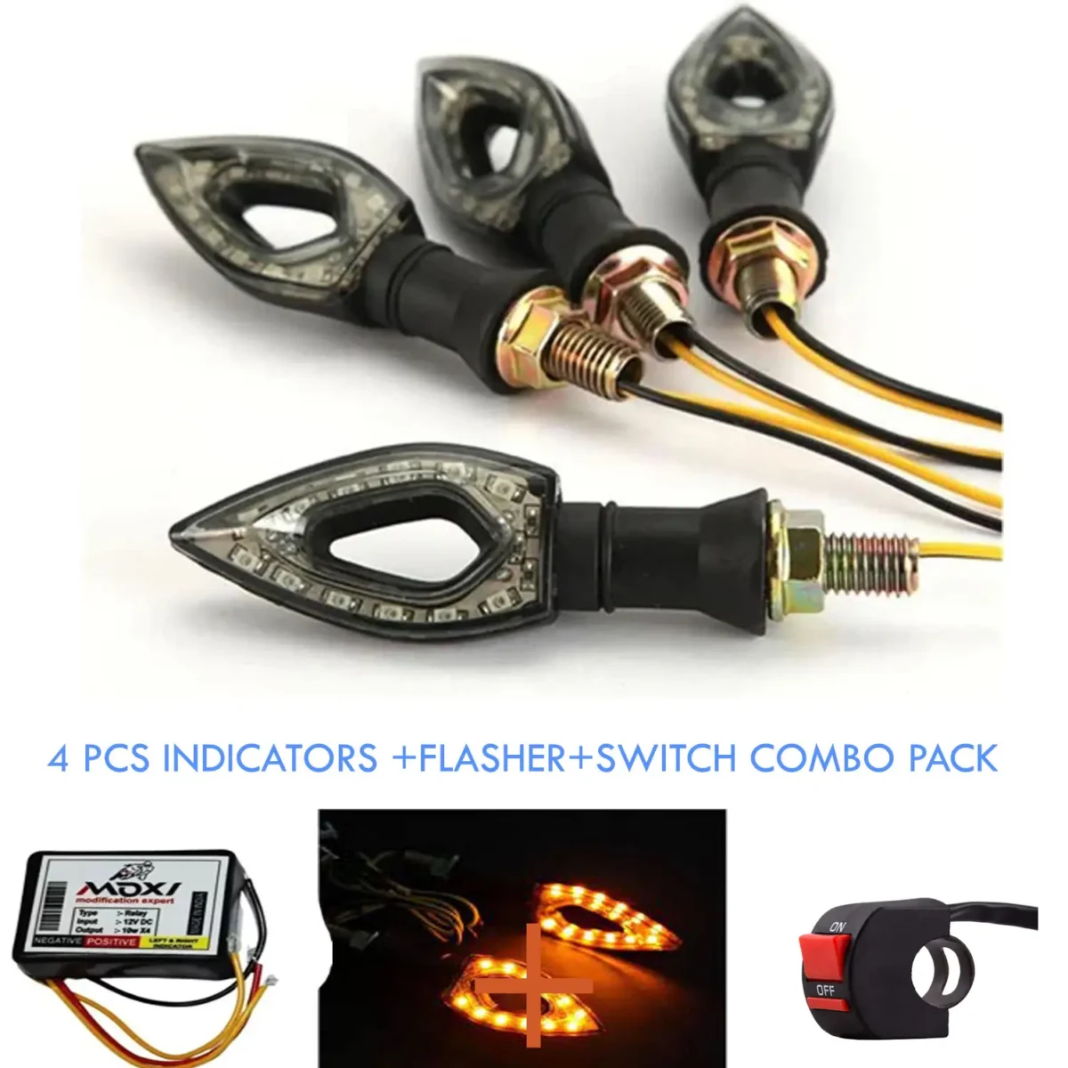 LED Bike Indicator Combo Pack of 4 with Multi-Mode Flasher & Handlebar Control Switch – Compatible with All Bikes - Image 5