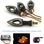 LED Bike Indicator Combo Pack of 4 with Multi-Mode Flasher & Handlebar Control Switch – Compatible with All Bikes - Image 5