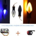 LED Bike Indicator Combo Pack of 4 with Multi-Mode Flasher & Handlebar Control Switch – Compatible with All Bikes - Image 3
