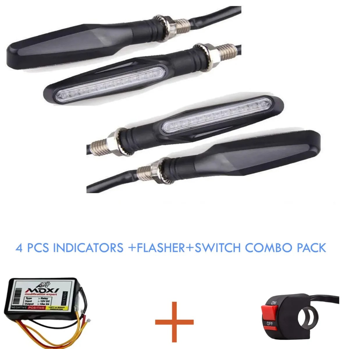 LED Bike Indicator Combo Pack of 4 with Multi-Mode Flasher & Handlebar Control Switch – Compatible with All Bikes - Image 2