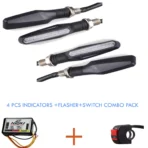 LED Bike Indicator Combo Pack of 4 with Multi-Mode Flasher & Handlebar Control Switch – Compatible with All Bikes - Image 2